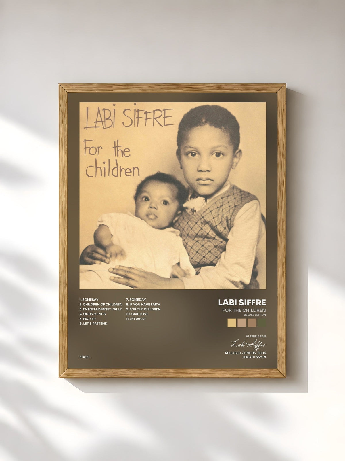 #bois Tableau de l'album For the Children (Deluxe Edition) de Labi Siffre, cadre en bois brut, imprimé et encadré en France
