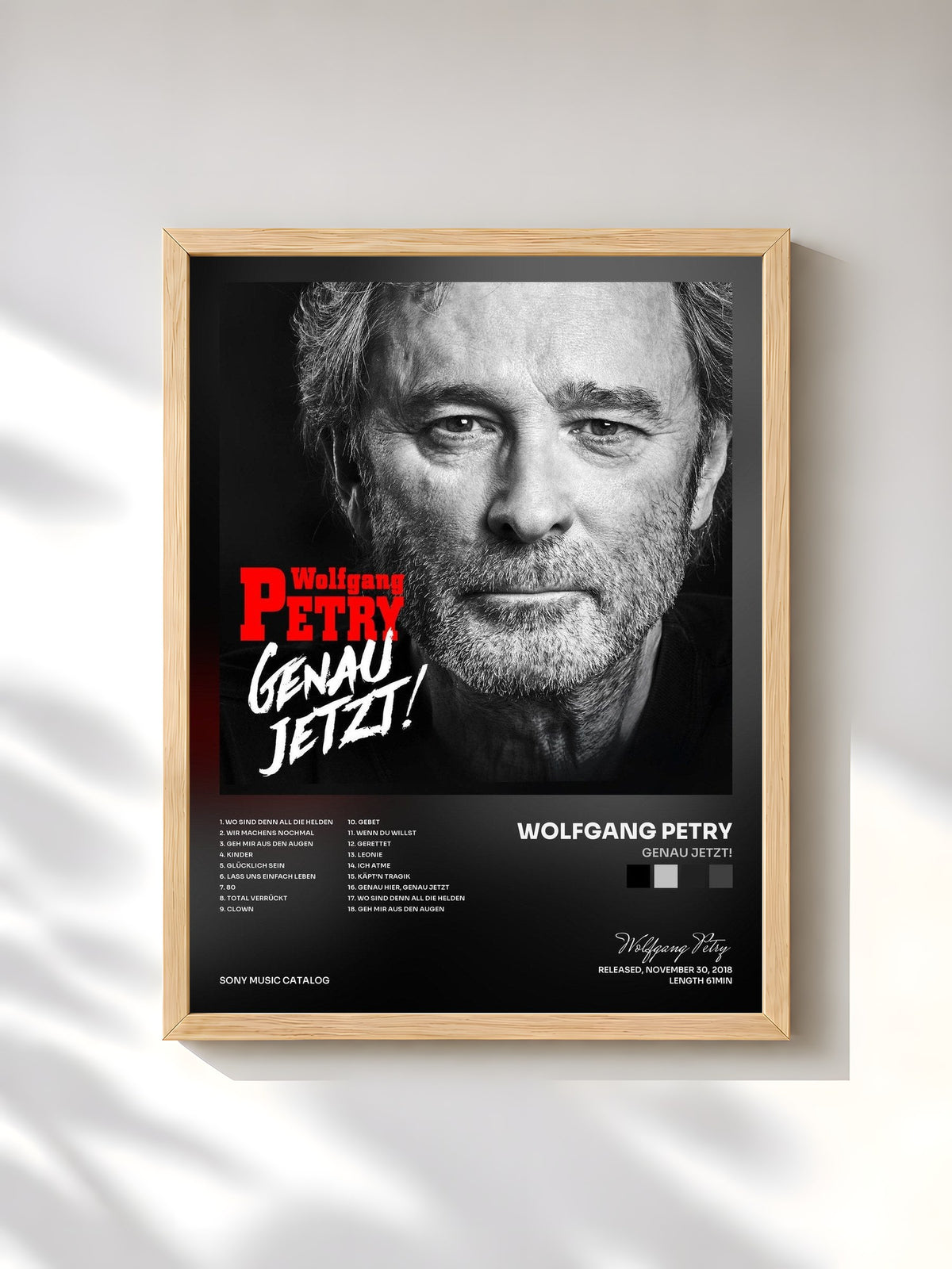 #bois Tableau de l'album Genau jetzt! de Wolfgang Petry, cadre en bois brut, imprimé et encadré en France