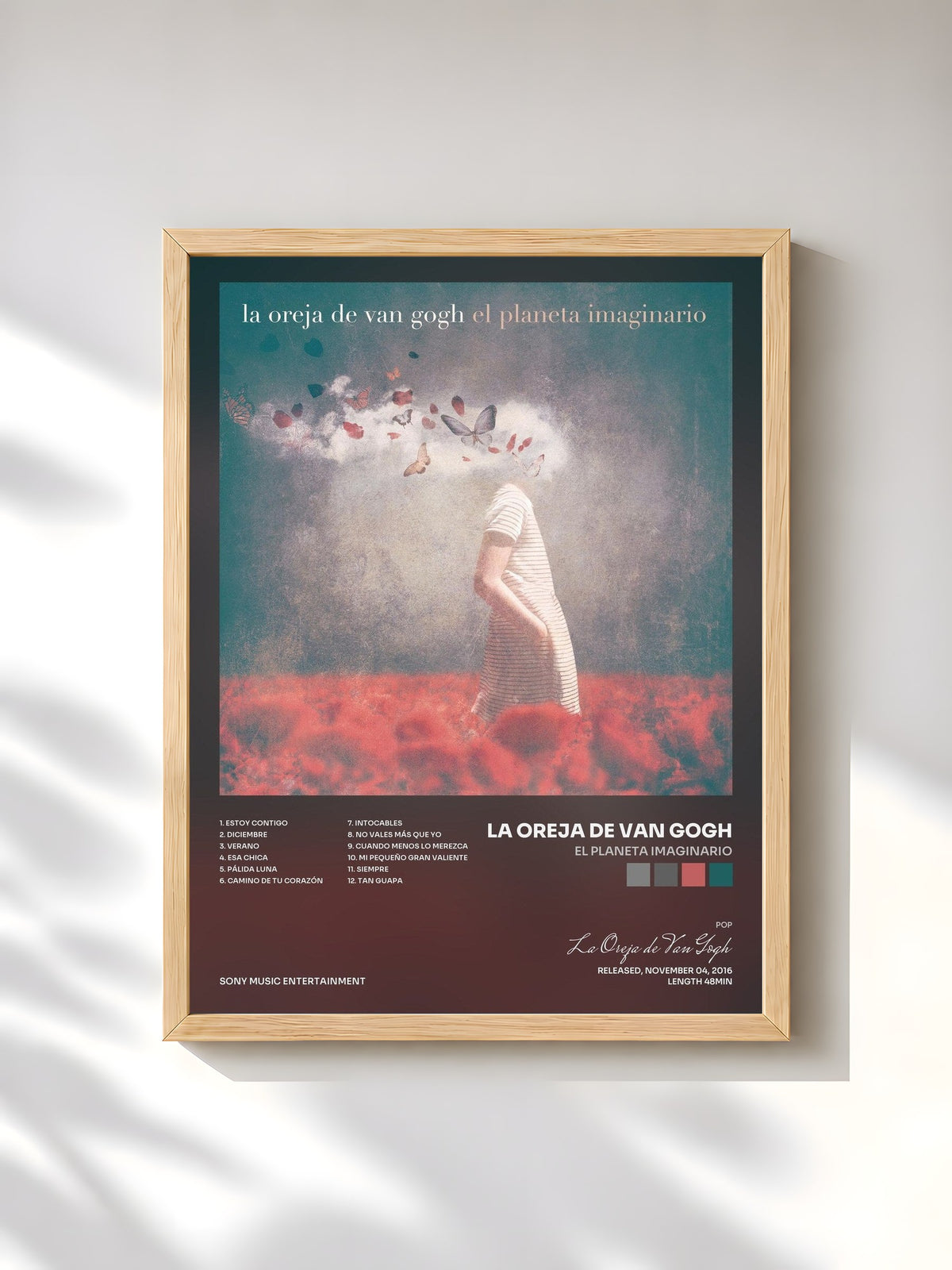 #bois Tableau de l'album El Planeta Imaginario de La Oreja de Van Gogh, cadre en bois brut, imprimé et encadré en France