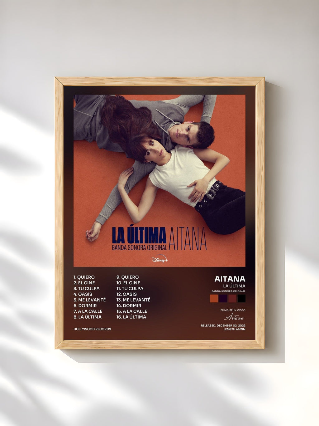 #bois Tableau de l'album La Última (Banda Sonora Original) de Aitana, cadre en bois brut, imprimé et encadré en France