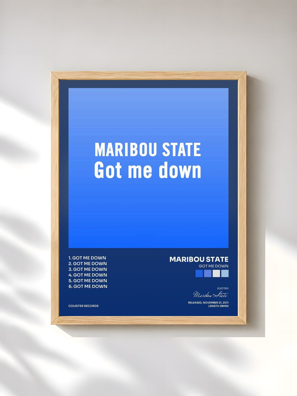 #bois Tableau de l'album Got Me Down de Maribou State, cadre en bois brut, imprimé et encadré en France