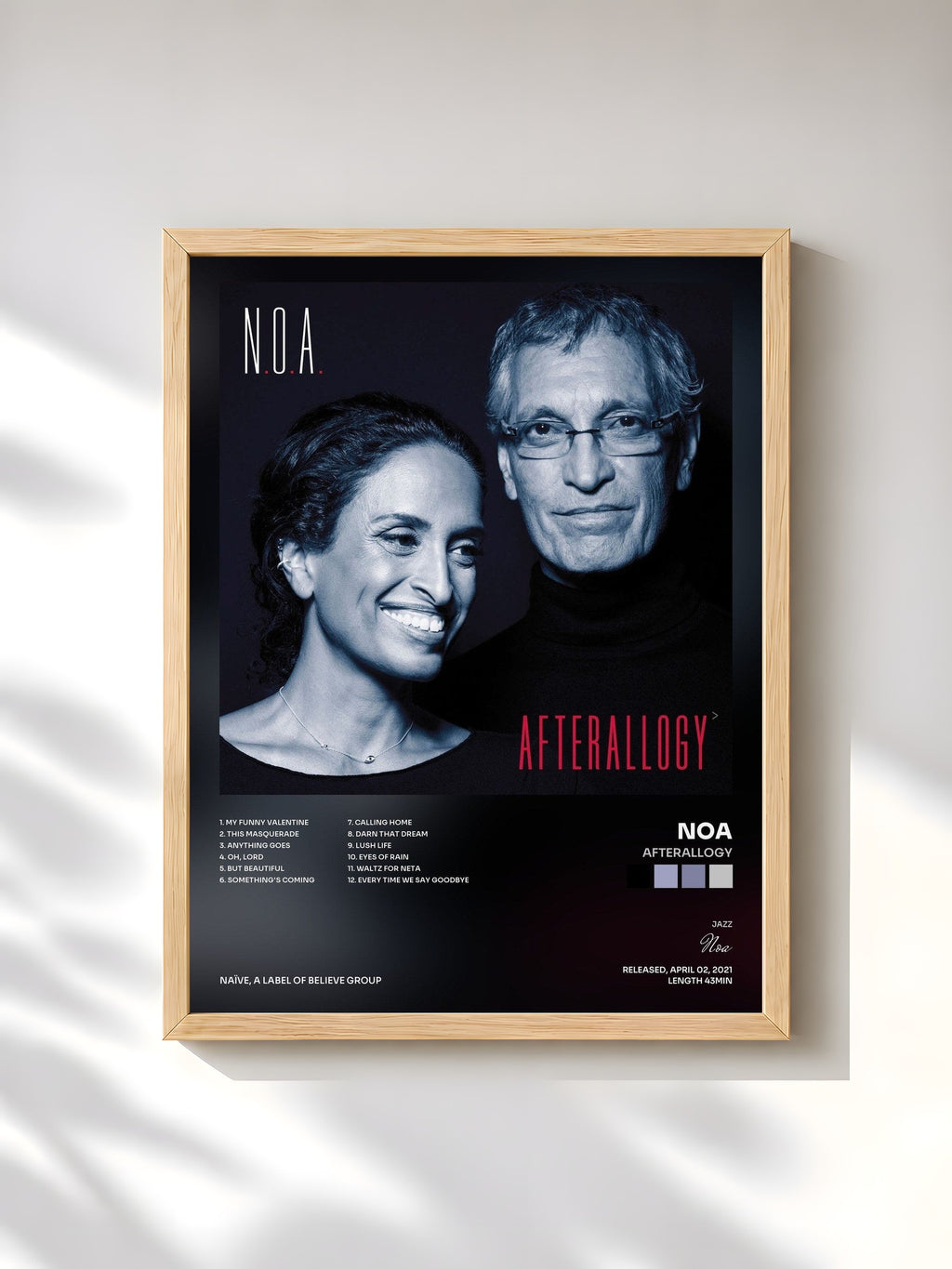 #bois Tableau de l'album Afterallogy de Noa, cadre en bois brut, imprimé et encadré en France