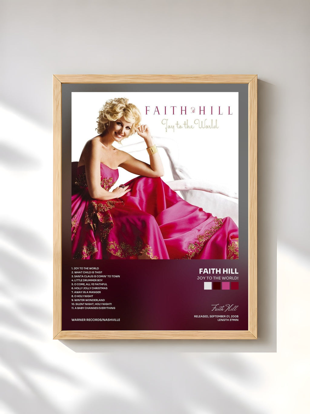 #bois Tableau de l'album Joy to the World! de Faith Hill, cadre en bois brut, imprimé et encadré en France