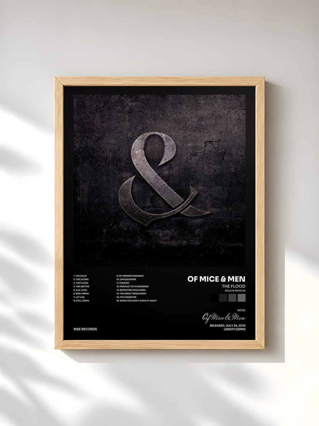 #bois Tableau de l'album The Flood (Deluxe Reissue) de Of Mice & Men, cadre en bois brut, imprimé et encadré en France