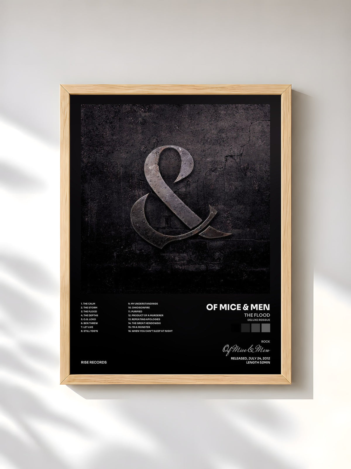 #bois Tableau de l'album The Flood (Deluxe Reissue) de Of Mice & Men, cadre en bois brut, imprimé et encadré en France
