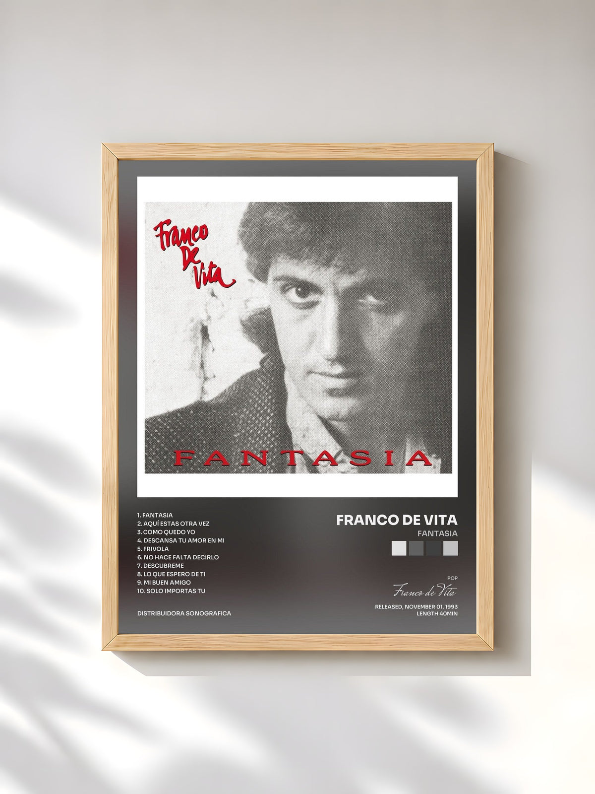 #bois Tableau de l'album Fantasia de Franco de Vita, cadre en bois brut, imprimé et encadré en France