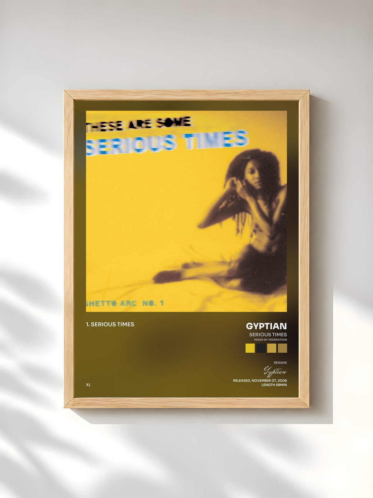 #bois Tableau de l'album Serious Times (Mixed by Federation) de Gyptian, cadre en bois brut, imprimé et encadré en France