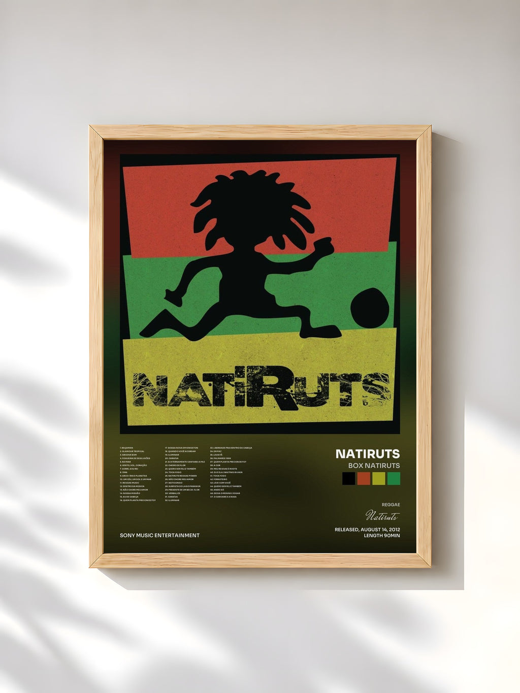 #bois Tableau de l'album Box Natiruts de Natiruts, cadre en bois brut, imprimé et encadré en France