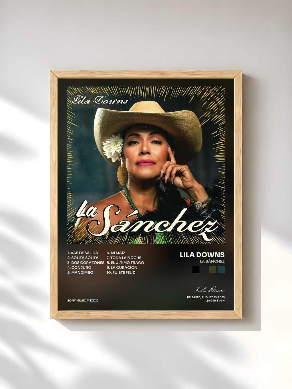 #bois Tableau de l'album La Sánchez de Lila Downs, cadre en bois brut, imprimé et encadré en France
