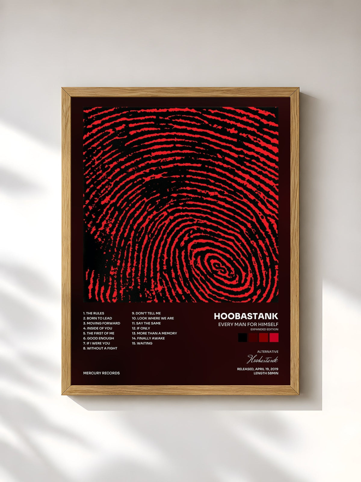 #bois Tableau de l'album Every Man For Himself (Expanded Edition) de Hoobastank, cadre en bois brut, imprimé et encadré en France