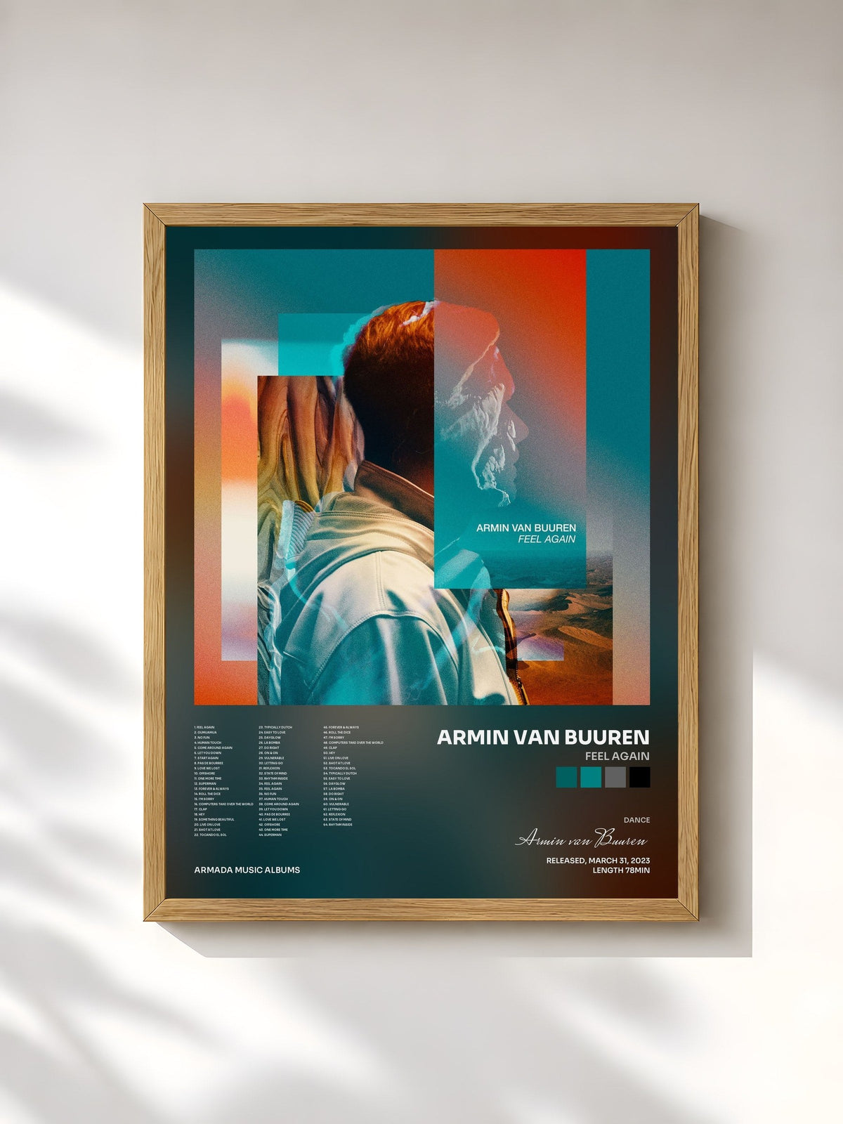 #bois Tableau de l'album Feel Again de Armin van Buuren, cadre en bois brut, imprimé et encadré en France