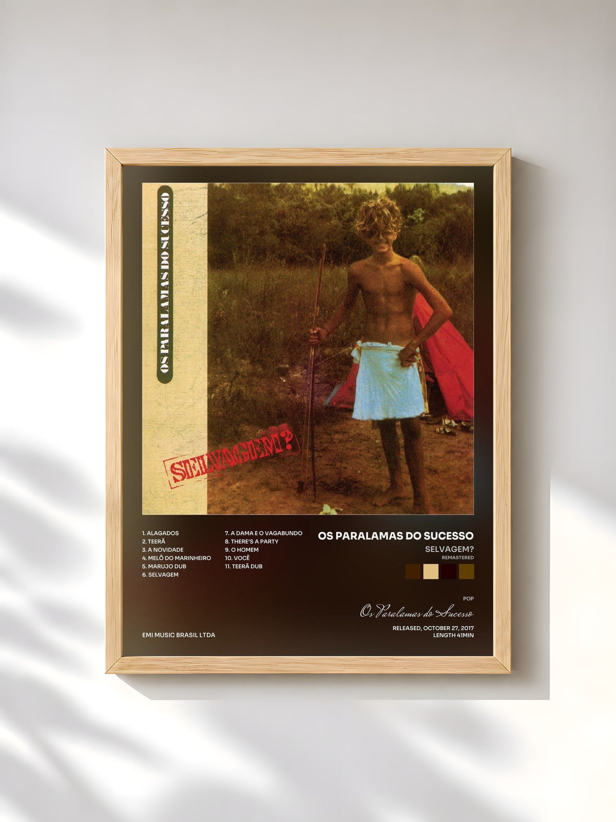 #bois Tableau de l'album Selvagem? (Remastered) de Os Paralamas do Sucesso, cadre en bois brut, imprimé et encadré en France