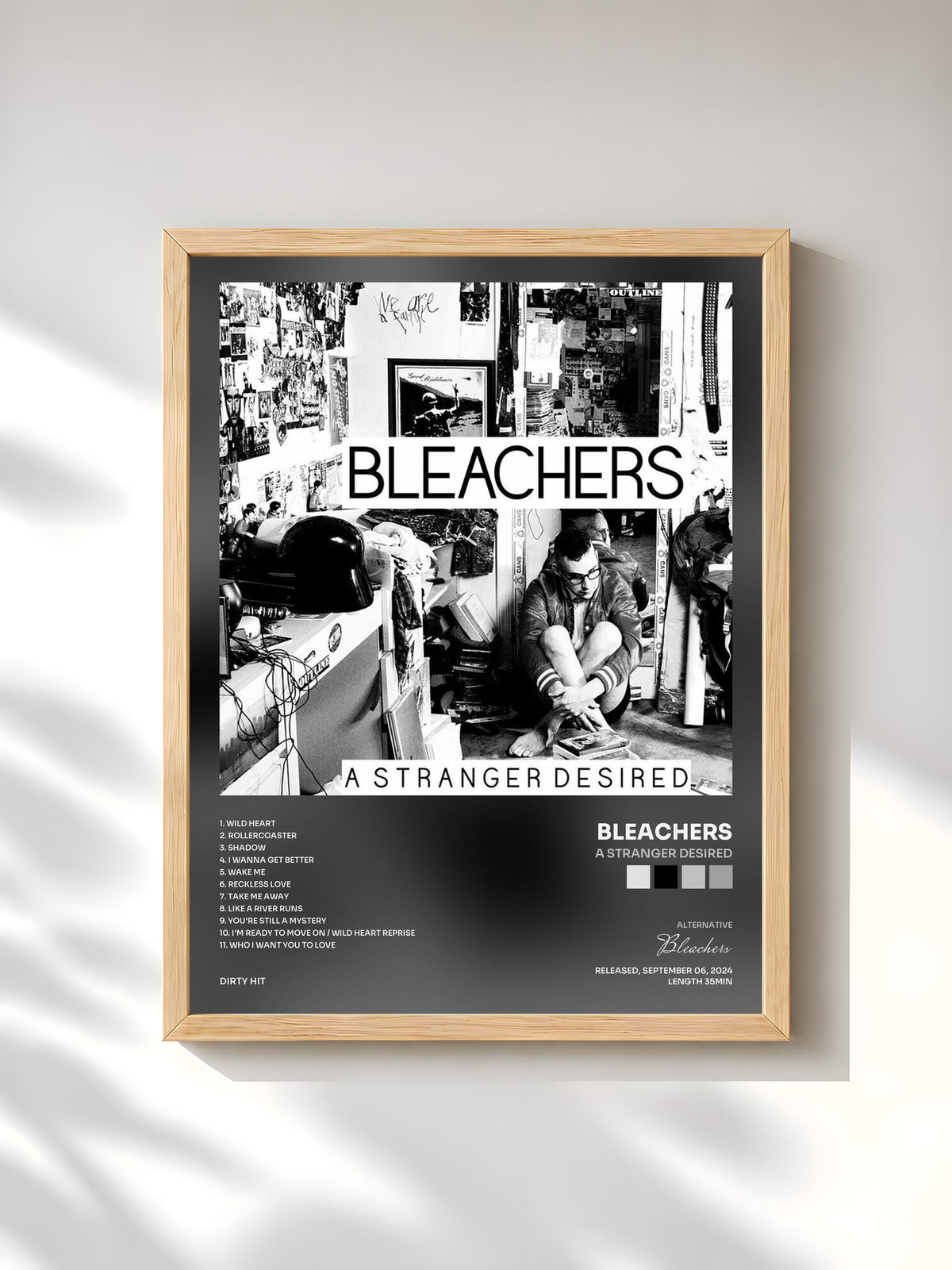 #bois Tableau de l'album A Stranger Desired de Bleachers, cadre en bois brut, imprimé et encadré en France