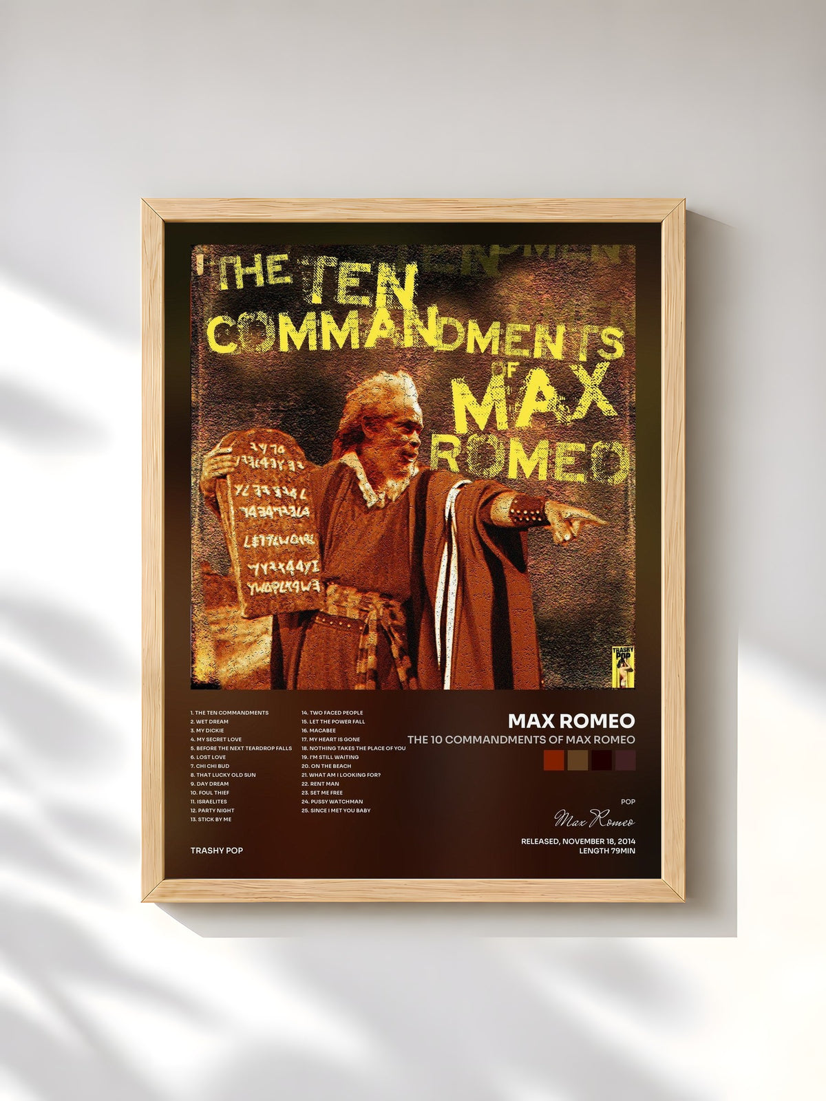 #bois Tableau de l'album The 10 Commandments of Max Romeo de Max Romeo, cadre en bois brut, imprimé et encadré en France