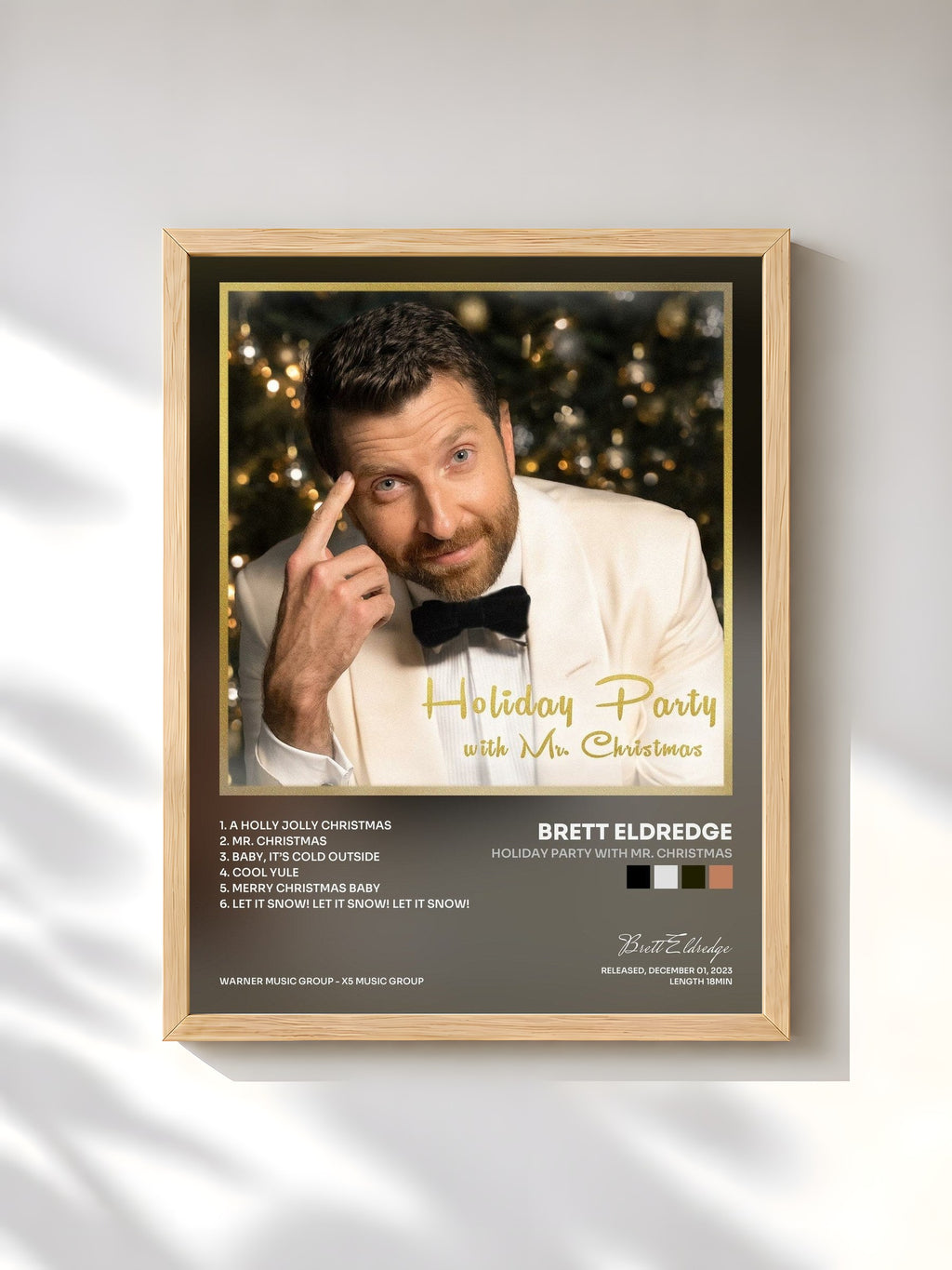#bois Tableau de l'album Holiday Party with Mr. Christmas de Brett Eldredge, cadre en bois brut, imprimé et encadré en France