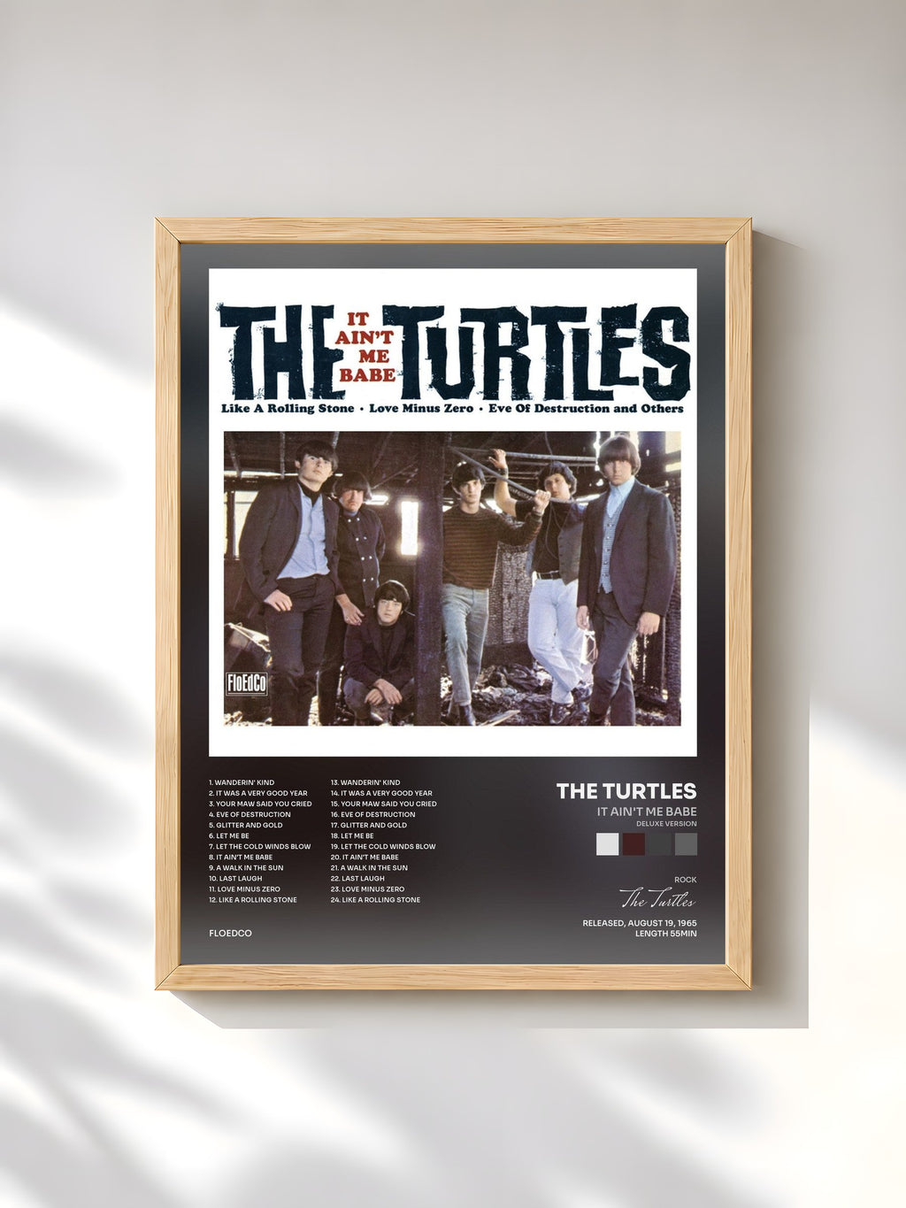 #bois Tableau de l'album It Ain't Me Babe (Deluxe Version) de The Turtles, cadre en bois brut, imprimé et encadré en France