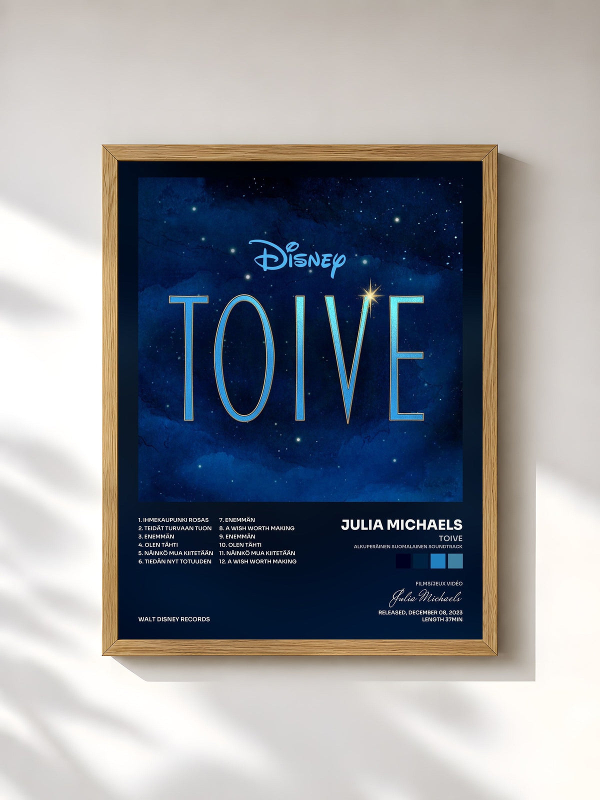 #bois Tableau de l'album Toive (Alkuperäinen Suomalainen Soundtrack) de Julia Michaels, cadre en bois brut, imprimé et encadré en France