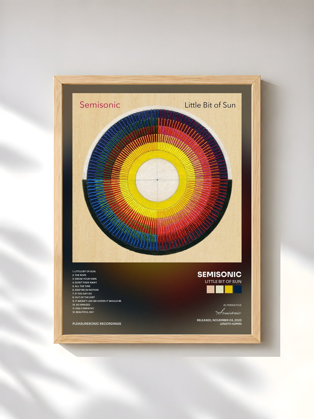 #bois Tableau de l'album Little Bit of Sun de Semisonic, cadre en bois brut, imprimé et encadré en France