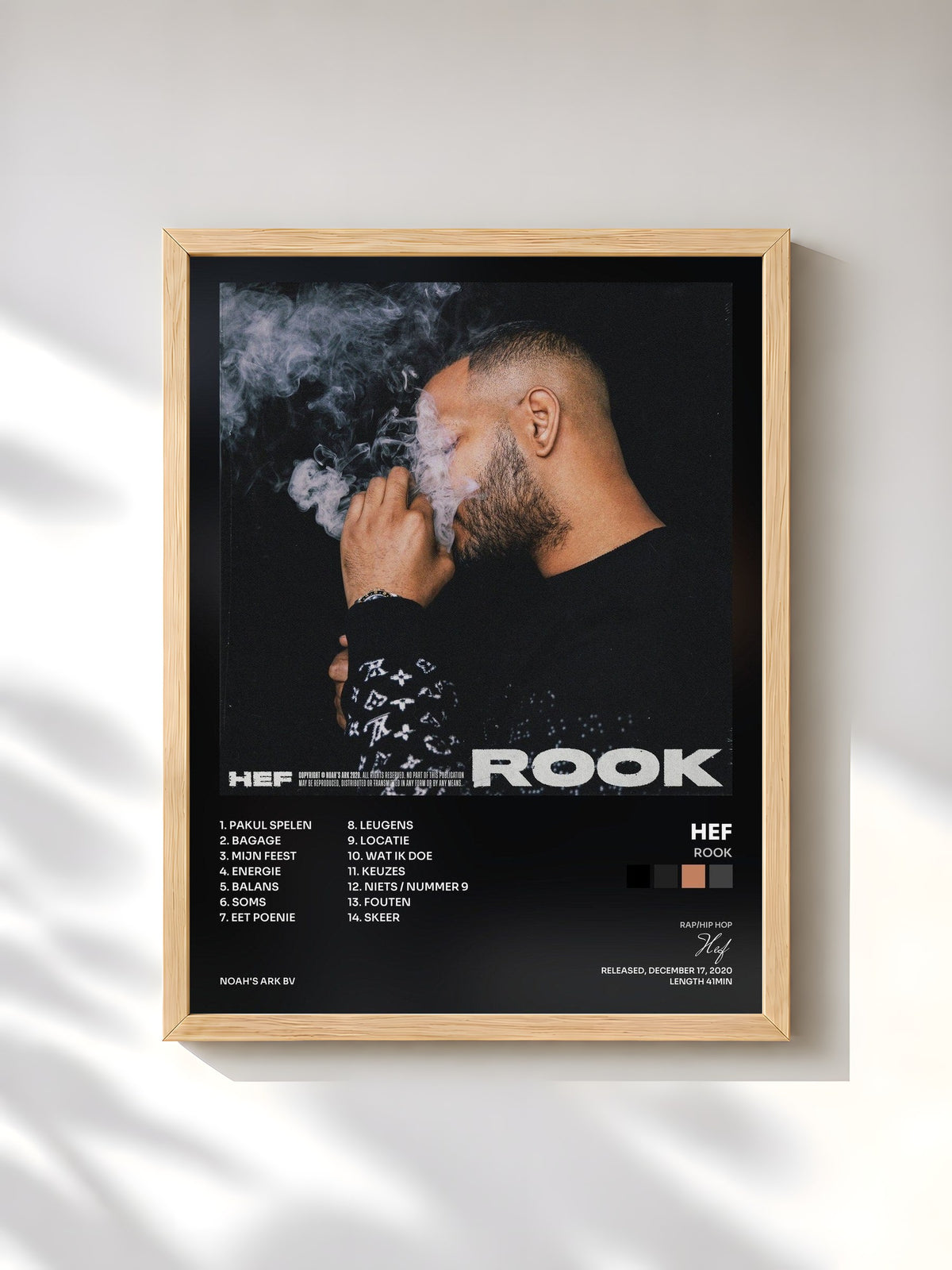 #bois Tableau de l'album Rook de Hef, cadre en bois brut, imprimé et encadré en France
