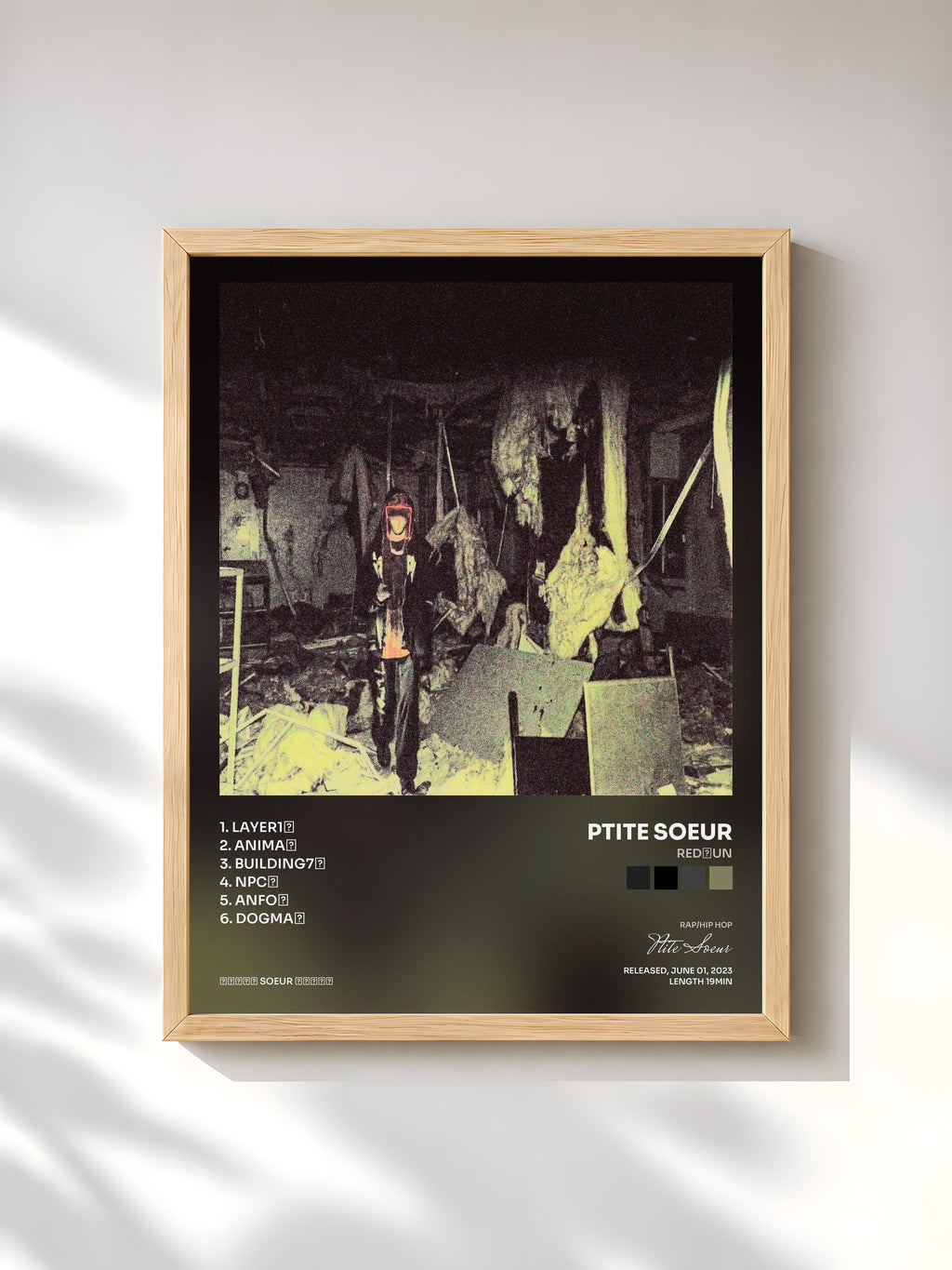 #bois Tableau de l'album RED႟UN de Ptite Soeur, cadre en bois brut, imprimé et encadré en France