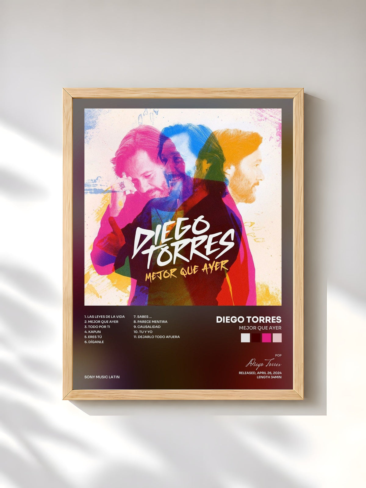 #bois Tableau de l'album Mejor Que Ayer de Diego Torres, cadre en bois brut, imprimé et encadré en France