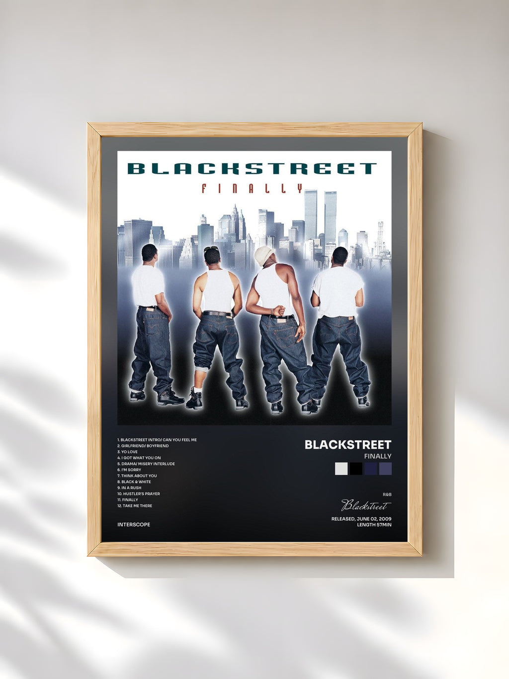 #bois Tableau de l'album Finally de Blackstreet, cadre en bois brut, imprimé et encadré en France