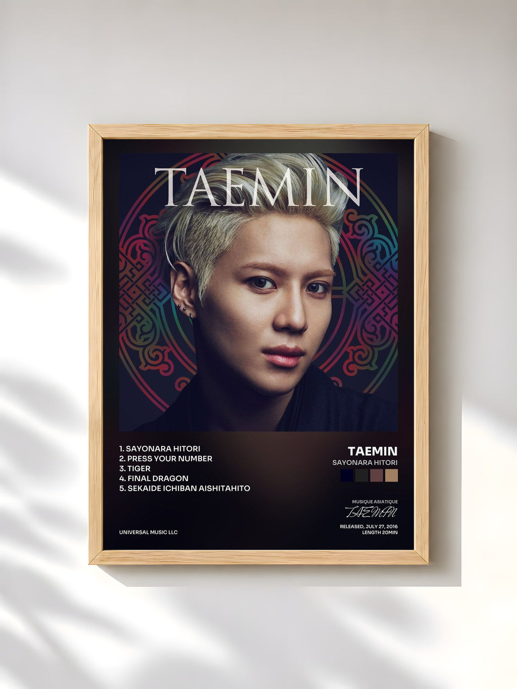 #bois Tableau de l'album Sayonara Hitori de TAEMIN, cadre en bois brut, imprimé et encadré en France