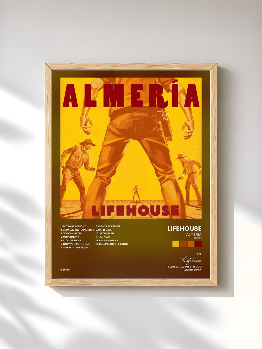 #bois Tableau de l'album Almeria (Deluxe) de Lifehouse, cadre en bois brut, imprimé et encadré en France
