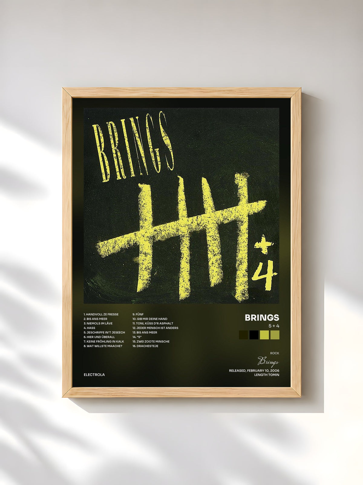 #bois Tableau de l'album 5 + 4 de Brings, cadre en bois brut, imprimé et encadré en France