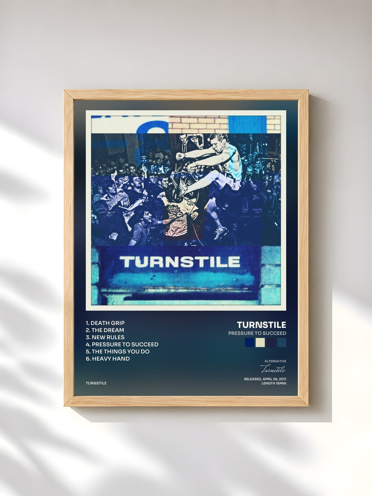 #bois Tableau de l'album Pressure to Succeed de Turnstile, cadre en bois brut, imprimé et encadré en France