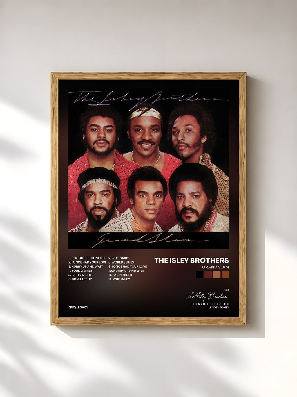 #bois Tableau de l'album Grand Slam de The Isley Brothers, cadre en bois brut, imprimé et encadré en France