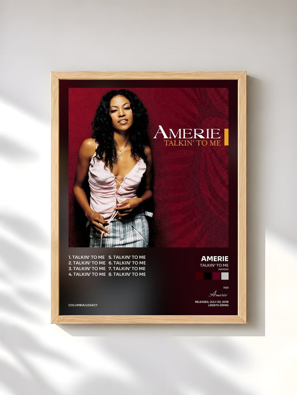 #bois Tableau de l'album Talkin' to Me (Remixes) de Amerie, cadre en bois brut, imprimé et encadré en France
