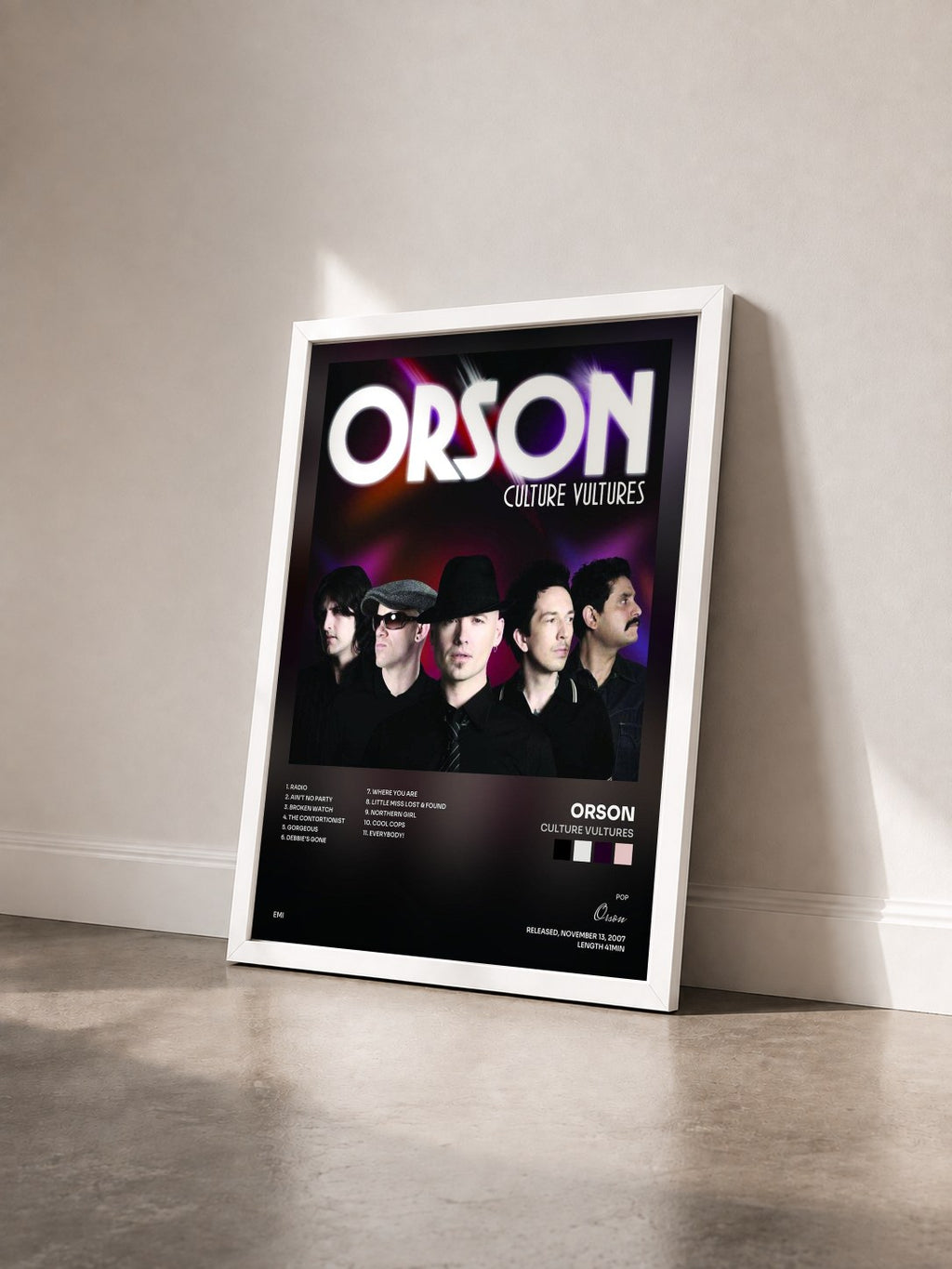 #blanc Tableau de l'album Culture Vultures de Orson vu de trois quarts, cadre blanc