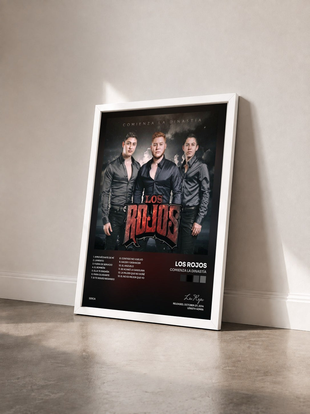 #blanc Tableau de l'album Comienza la Dinastía de Los Rojos vu de trois quarts, cadre blanc