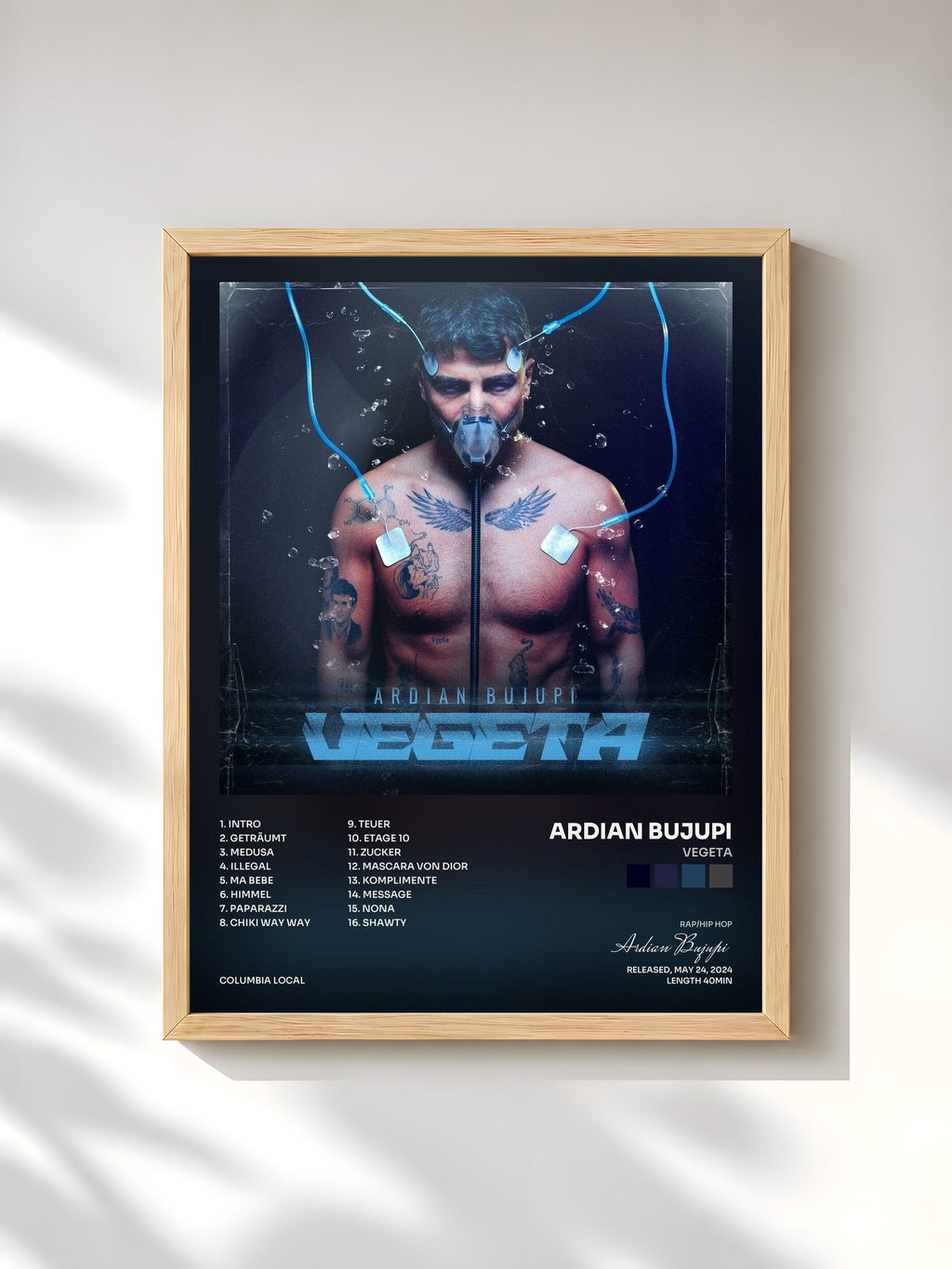 #bois Tableau de l'album VEGETA de Ardian Bujupi, cadre en bois brut, imprimé et encadré en France