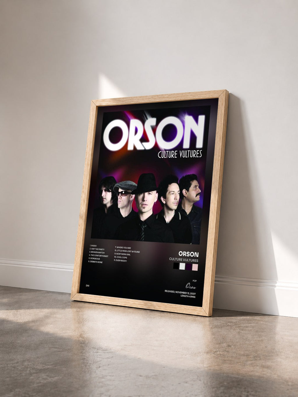 #bois Tableau de l'album Culture Vultures de Orson vu de trois quarts, cadre en bois brut