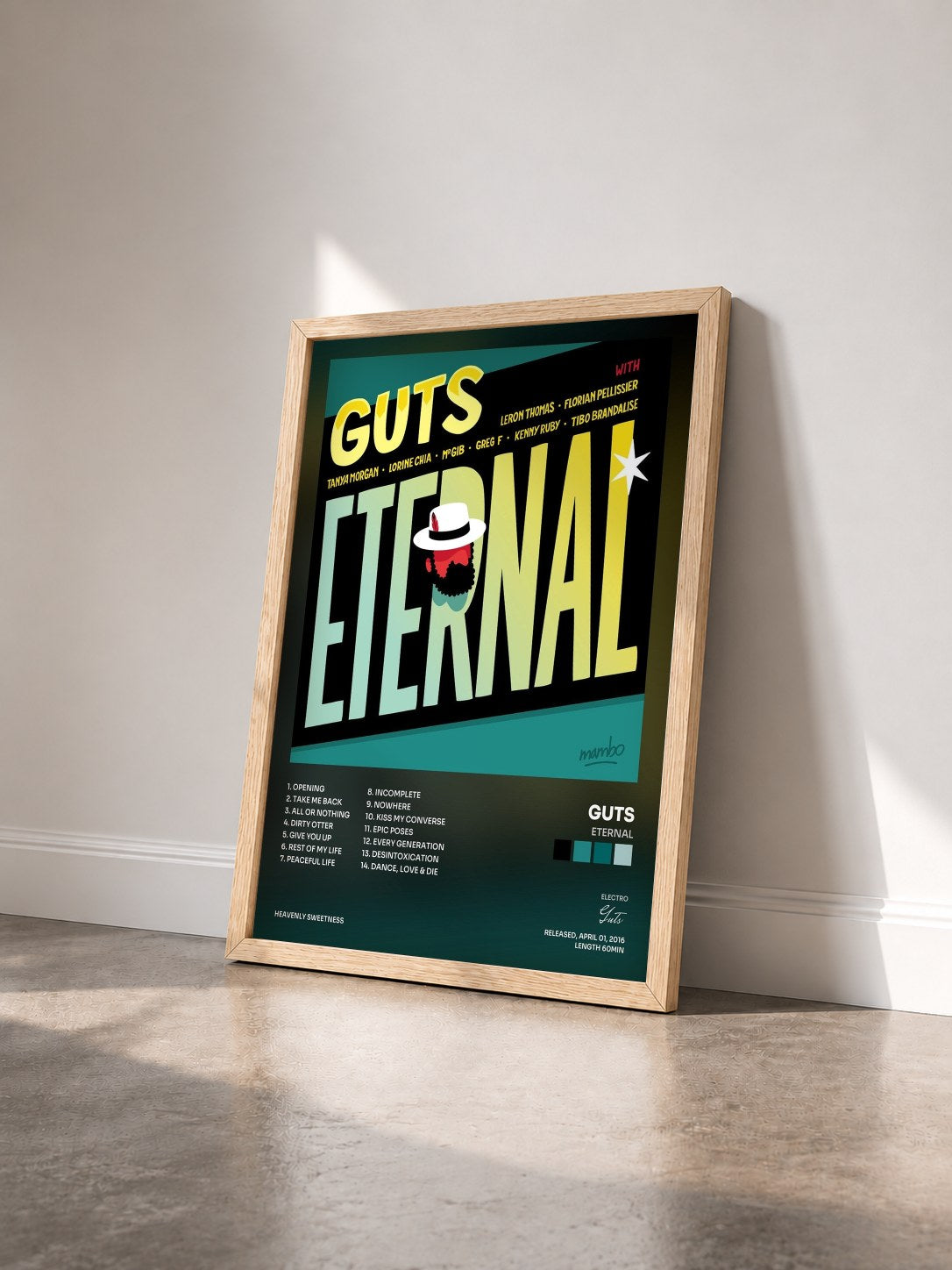 #bois Tableau de l'album Eternal de Guts vu de trois quarts, cadre en bois brut