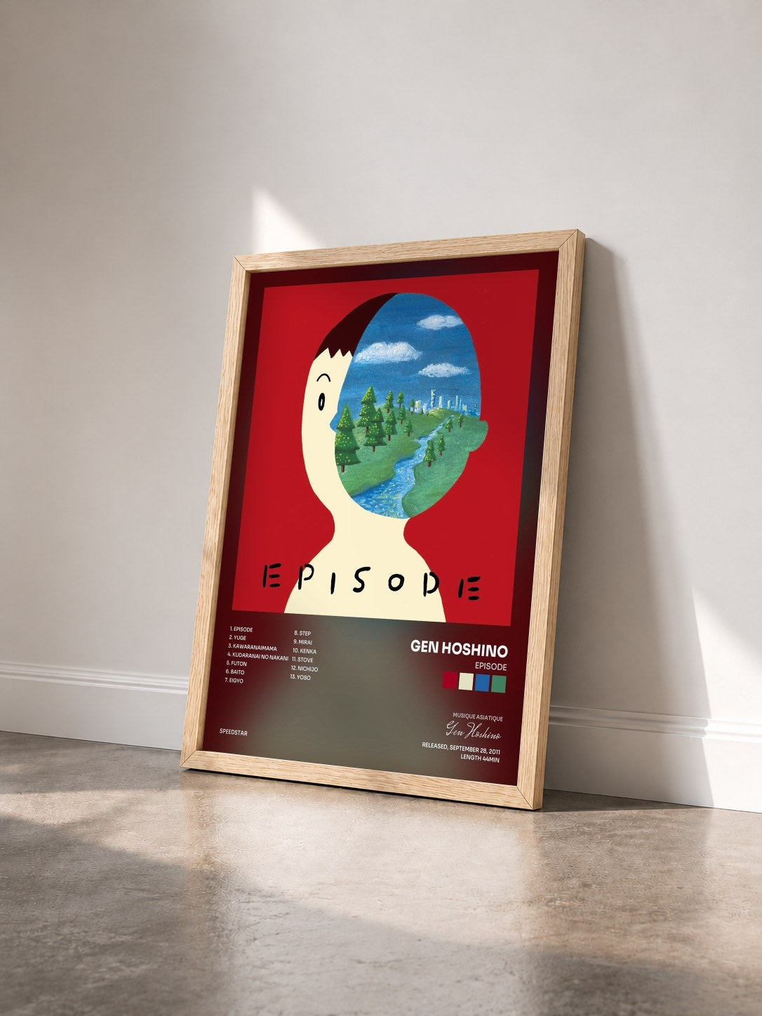 #bois Tableau de l'album Episode de Gen Hoshino vu de trois quarts, cadre en bois brut