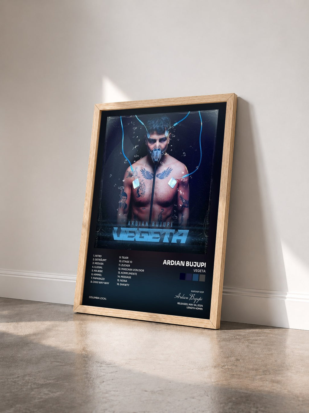 #bois Tableau de l'album VEGETA de Ardian Bujupi vu de trois quarts, cadre en bois brut