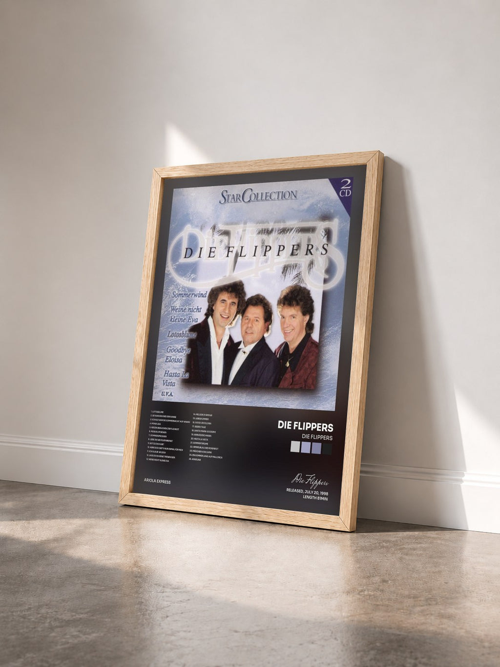 #bois Tableau de l'album Die Flippers de Die Flippers vu de trois quarts, cadre en bois brut