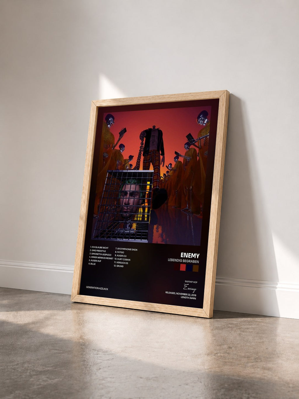 #bois Tableau de l'album Lebendig begraben de Enemy vu de trois quarts, cadre en bois brut
