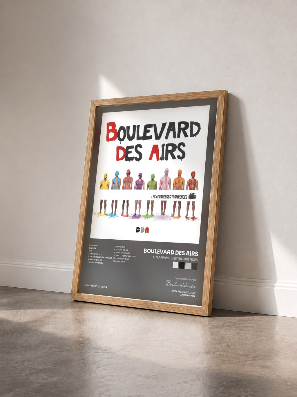 #bois Tableau de l'album Les appareuses trompences de Boulevard des airs vu de trois quarts, cadre en bois brut