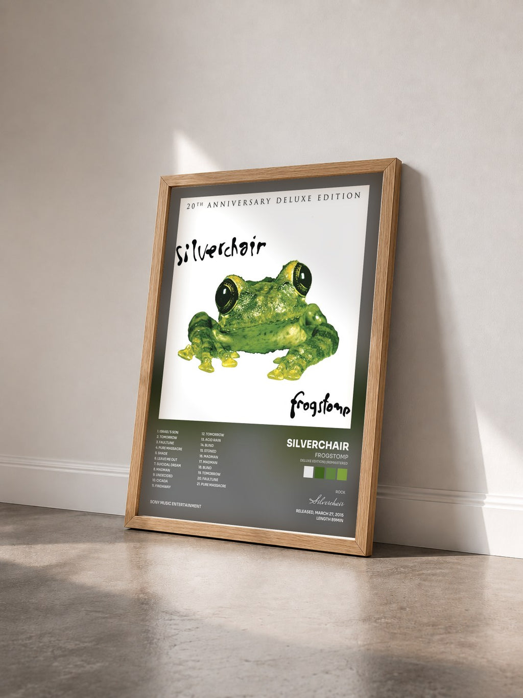 #bois Tableau de l'album Frogstomp (Deluxe Edition) (Remastered) de Silverchair vu de trois quarts, cadre en bois brut