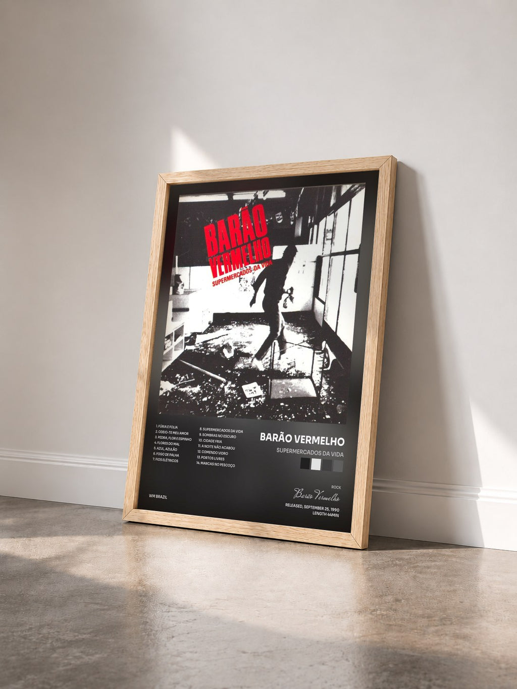 #bois Tableau de l'album Supermercados da Vida de Barão Vermelho vu de trois quarts, cadre en bois brut