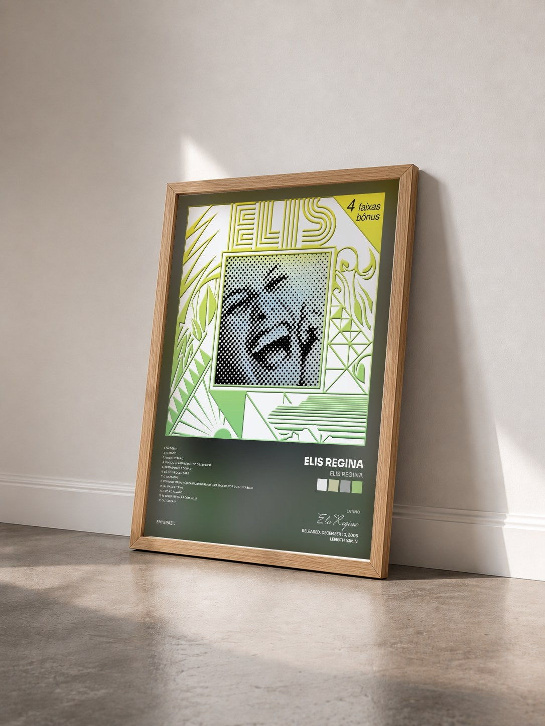 #bois Tableau de l'album Elis Regina de Elis Regina vu de trois quarts, cadre en bois brut