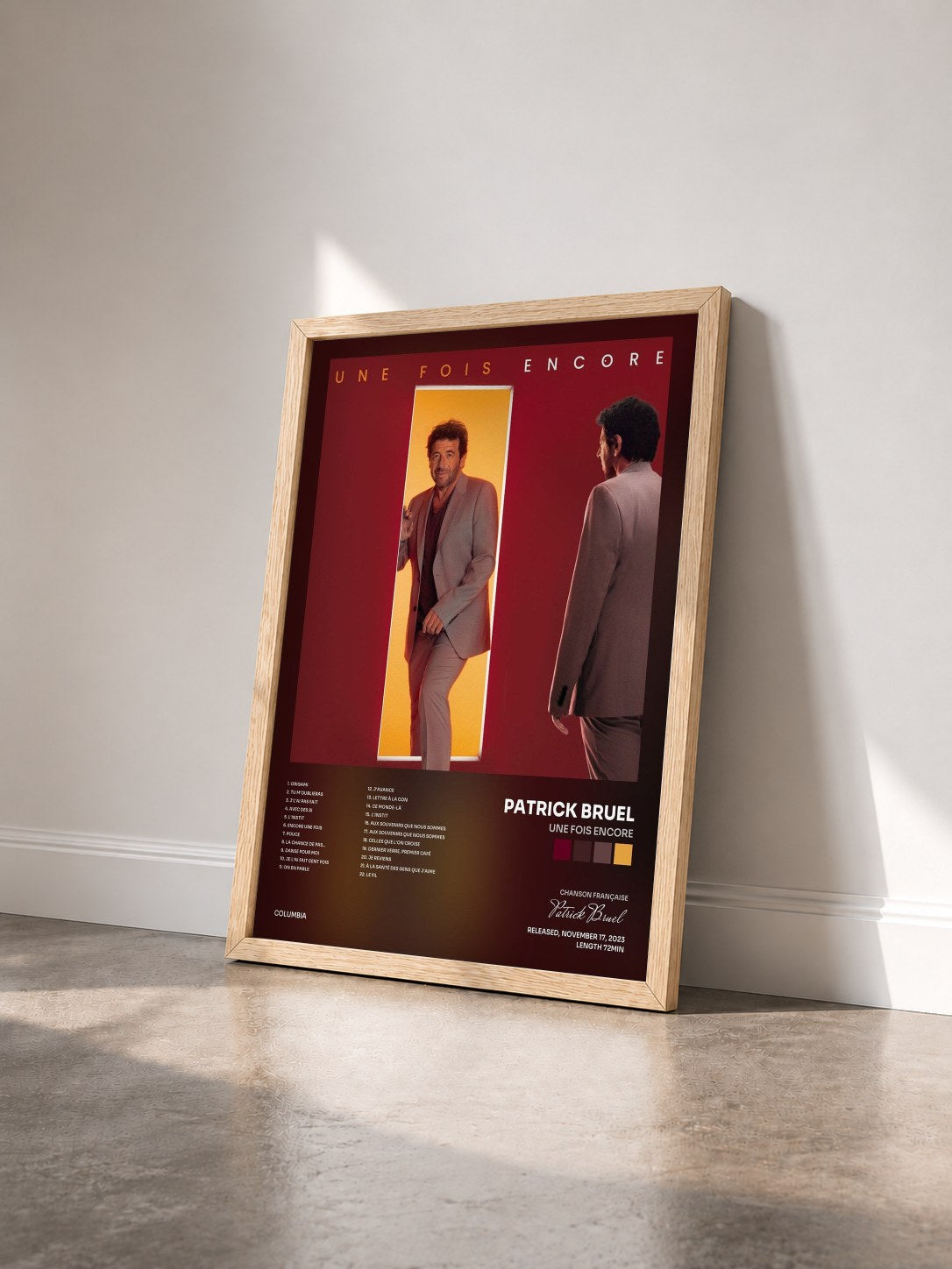 #bois Tableau de l'album Une fois encore de Patrick Bruel vu de trois quarts, cadre en bois brut