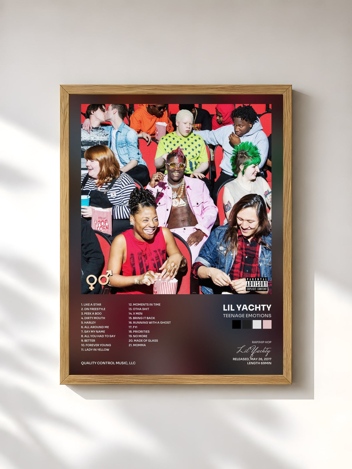 #bois Tableau de l'album Teenage Emotions de Lil Yachty, cadre en bois brut, imprimé et encadré en France