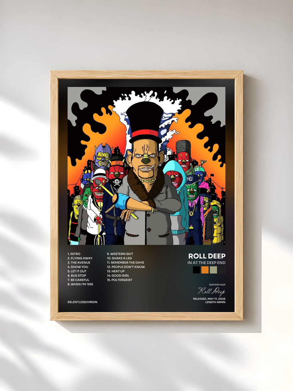 #bois Tableau de l'album In At The Deep End de Roll Deep, cadre en bois brut, imprimé et encadré en France