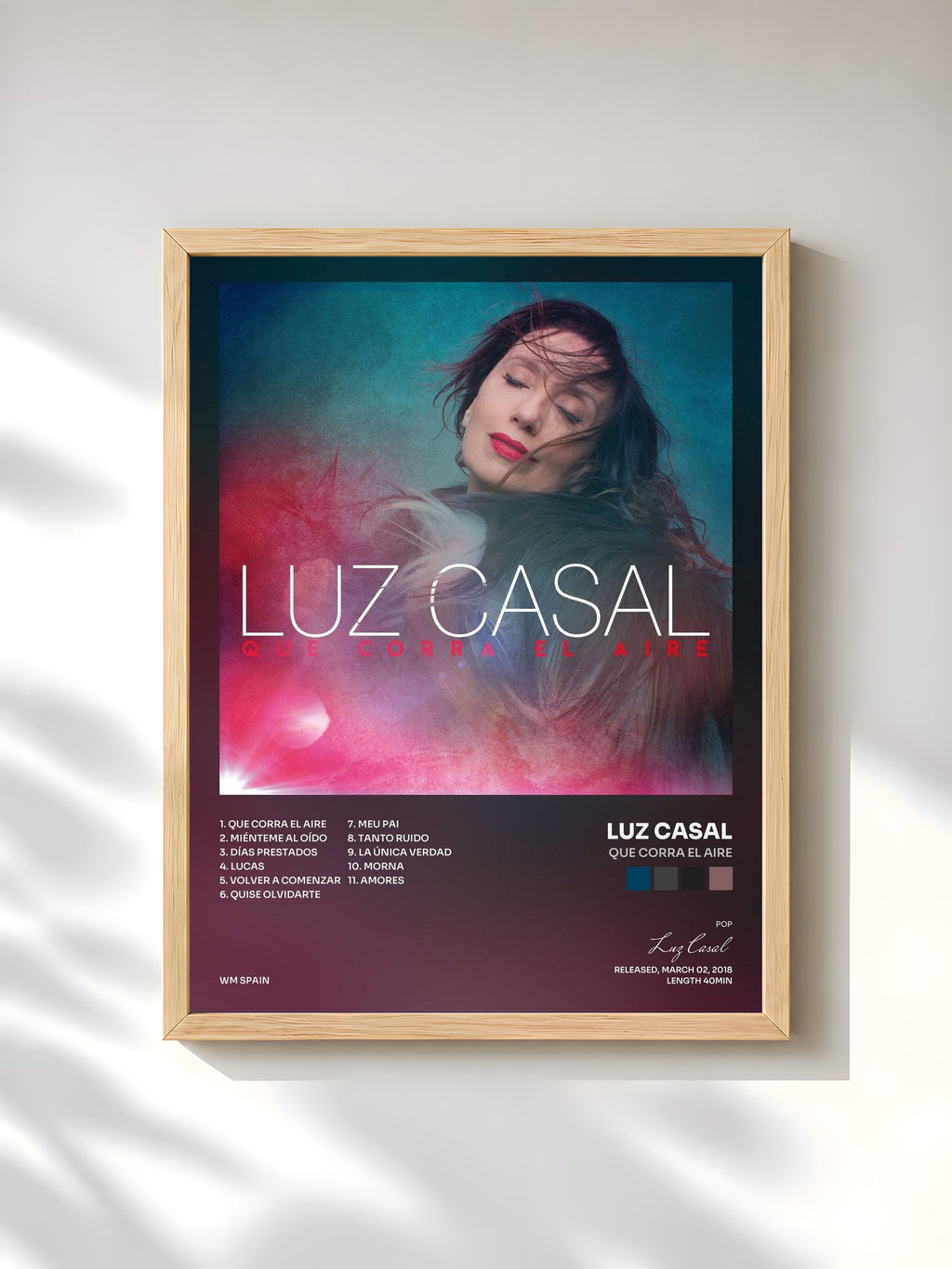 #bois Tableau de l'album Que corra el aire de Luz Casal, cadre en bois brut, imprimé et encadré en France