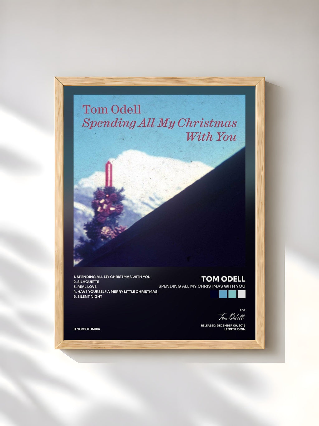 #bois Tableau de l'album Spending All My Christmas with You de Tom Odell, cadre en bois brut, imprimé et encadré en France